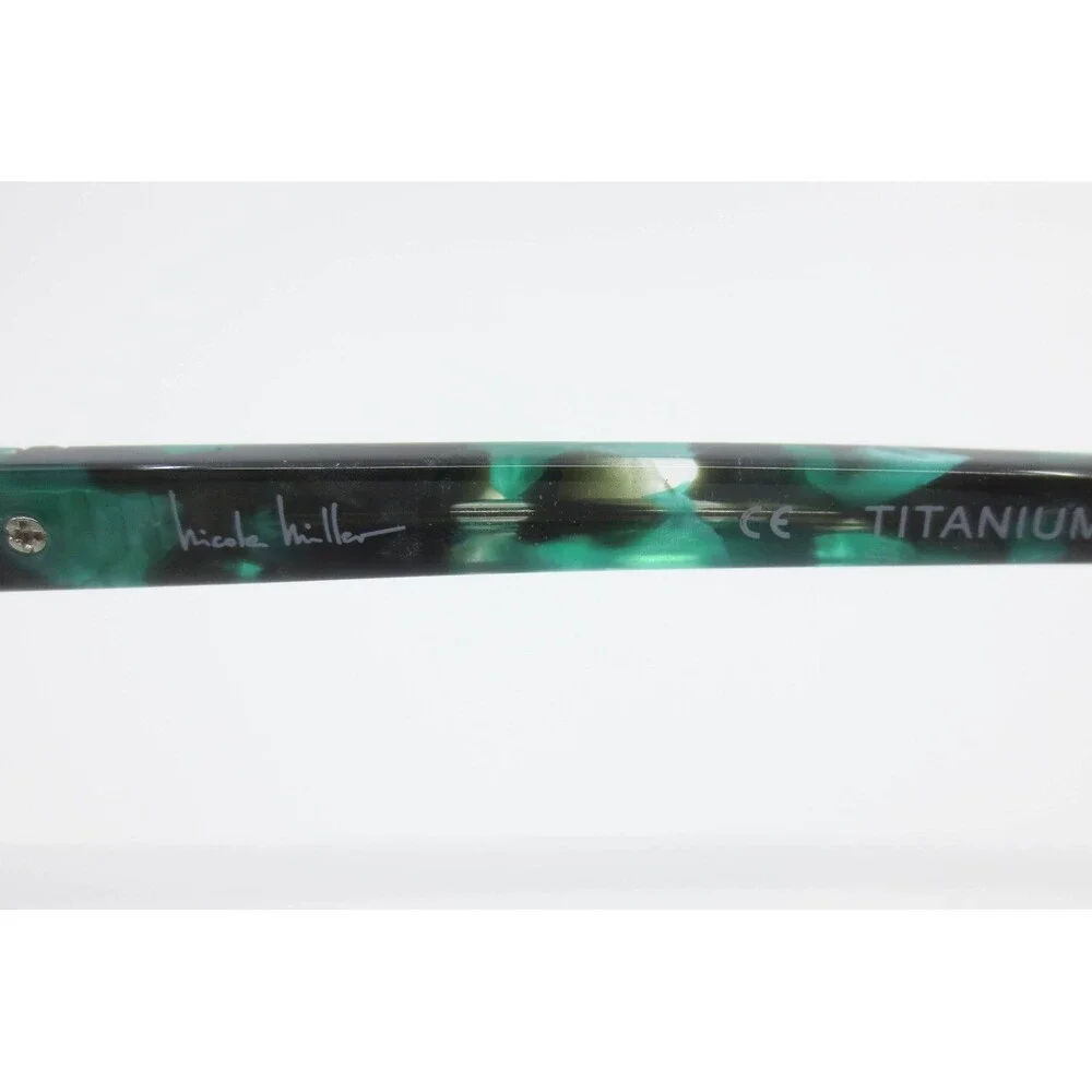 Nicole Miller Columbus C04 BLK Eyeglasses Black Green Titanium Cat Eye 55-16-140